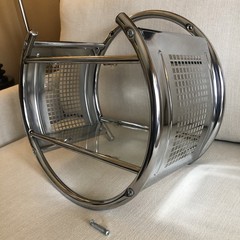 VTG Round Chrome Metal Glass Wall Shelf MCM Mesh Side Bauhaus Eileen Gray Circle