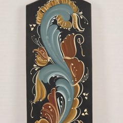 VTG Hand Painted Rosemaling Wood Bread Cutting Board Farmhouse Folk Art 19.5″