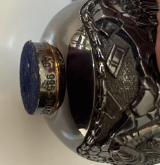 Large Vintage Greece Silver 995 Religious Egg Sculpture Icon Relief 690g