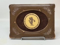 WEDGWOOD Cane Yellow & Brown Jasperware Dancing Hours Medallion Plaque, Framed