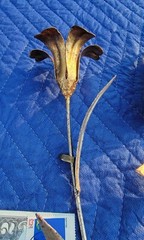 3x VTG 22″ Italian Gilt TOLE Flower-Long Stem Rose+Lily+Arrowhead-Shabby Chic
