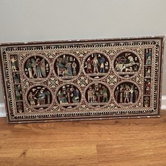 Vintage Egyptian Inlaid Mosaic Panel – Mythological Scenes Wall Art Decor