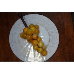 Alabaster stone grape clusters table decoration wood stem Italian circa 1920