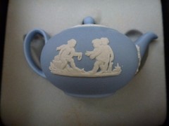 Wedgewood Miniature Blue Jasperware Tea Set 6 Pieces Plus Two Lids With Boxes