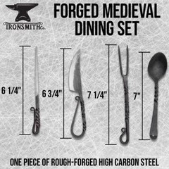 Hand-Forged Medieval Dining Set | High Carbon Steel | Leather Storage Case
