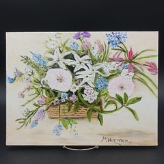Bluebonnets Amateur Still Life Floral Oil Painting Unframed Signed M Norman 2018
