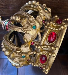 Heavy Ornate Gold Resin Crown 10” Table Top Decor Jewel Tuscan Old World