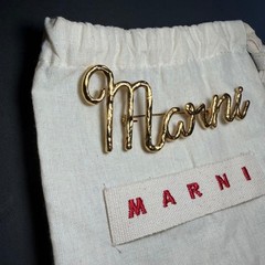 Marni Brooch Pin Logo Gold Color Unused Fashion Accessory