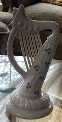 Larger Belleek Porcelain Ireland Shamrock Harp 7th Gold Mark Excellent 8.5” – 9”
