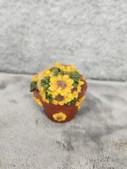 Vintage Mini Garden Cherub Angel in Flower Pot With Sunflowers 2.5″