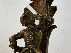 Antique Gilt Metal Figural Candlestick Cavalier Man Decorations