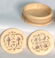 Antique Napoleonic Prisoner Of War Pierced Box & Card Suite Counters Celluloid?