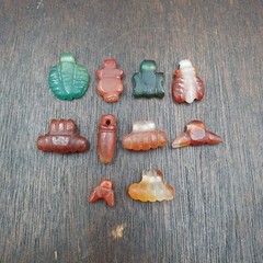 10 Antique Middle Eastern Mix Carnelian Agate & Jasper Amulet Beads