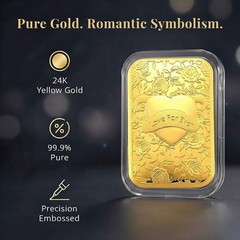 24K Gold Heart Love Forever Embossed Sheet 31 Ã— 45.5mm 10mg