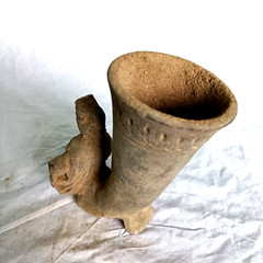 300 BC Ancient Roman Clay Terracotta Drinking Rhyton Very Rare Pottery Artifact