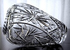 GORGEOUS VINTAGE 1950’s VAL St. LAMBERT CLEAR CUT HOBSTAR HEAVY CRYSTAL VASE