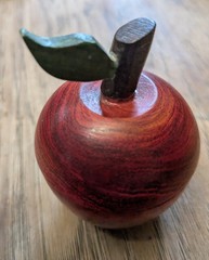 Wooden Pear & Apple Trinket Boxes – Hand Carved & Painted 4″ Tall Including Stem