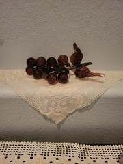 Vintage MCM Hand Blown Purple Amethyst Art Glass Bunch of Grapes