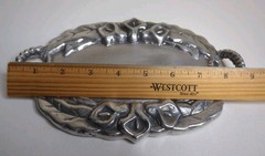 Vintage Decorative Tray Oval Cast Aluminum Floral Design Twisted Rope Handles
