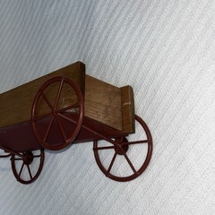Vintage Home Interiors Decor Wood Wagon Country Cottage Farmhouse Wall Pocket