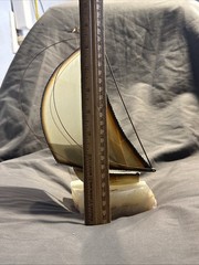 Vintage Mid Century Brass Sailing Yacht Mounted On Onyz Signed by Don DeMott