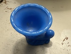 Akro Agate Horn of Plenty Cornucopia Slag Glass Toothpick Holder Blue 3”