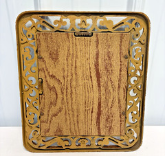 Vintage HOMCO Home Interiors Syroco Faux Wicker & Scroll Mirror Wall & 2 Shelves