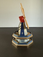 VINTAGE WOOD & HARD PLASTIC BLUE HAND-CRAFTED WINDMILL – MADE IN HOLLAND