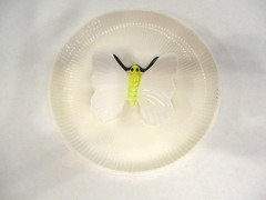 1975 FITZ AND FLOYD Butterfly Dish Trinket Bowl White Round New Open Box Vtg