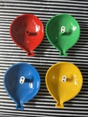 Vintage Set Of 4 Balloons Wall Decor Burwood 1986 Red Missing Hanger Colorful!