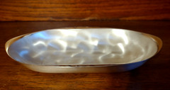 VTG Silver Tone Stainless Steel Metal Small Serving Dish Brush Swirl Modernist