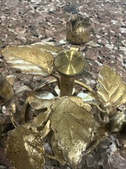 MCM Italian Tole Gilt Florentine Gold Roses Stand Gorgeous Details VTG Regency