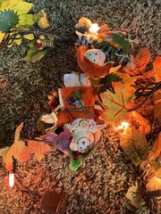 Avon Lighted Harvest Garland Scarecrows Sunflowers Orange Light Set Working