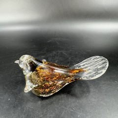Hand Blown Art Glass Bird Figurine Paperweight Glass Artist Signed JC Vintage