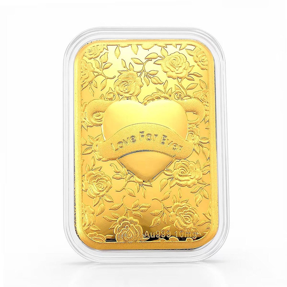 24K Gold Heart Love Forever Embossed Sheet 31 Ã— 45.5mm 10mg