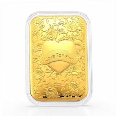 24K Gold Heart Love Forever Embossed Sheet 31 Ã— 45.5mm 10mg