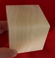 Vintage White Onyx Alabaster Stone Square Display Stand or Base Cube Paperweight
