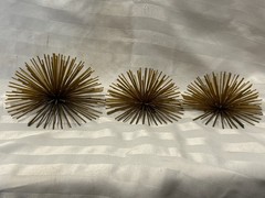 Vintage Starburst Metal Wall Hangings Gold Tone Metal