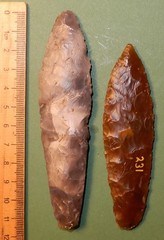 2 rare spear-points . WITH NICE FLAKING. DANISH STONE AGE NEOLITHIC. 1700 b.c.