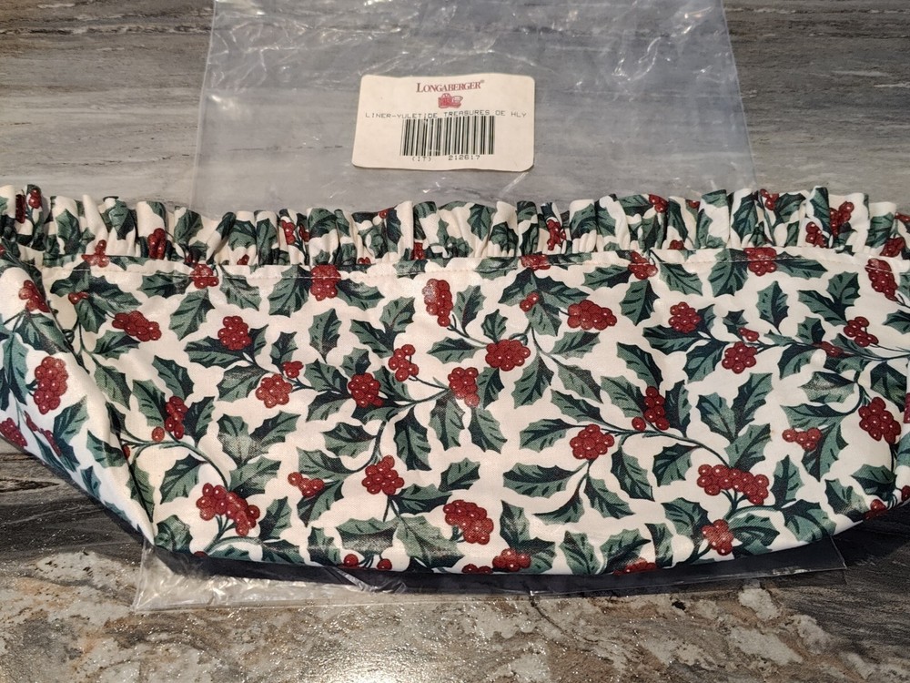 Longaberger Xmas Yuletide Treasures OE Holly Liner Item # 212617