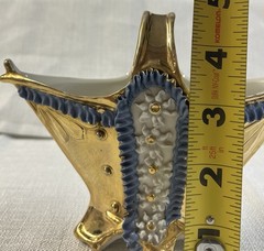 VTG Ceramic Basket Gold Trim Handle Flowers “A Present from Portrush” Ireland