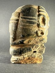 RARE ANCIENT PRE COLUMBIAN DENSE STONE CARVED TRIBAL STATUE FIGURINE C 600-900AD