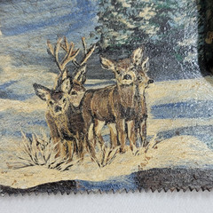 Folk-Art Oil Painting on a Vintage Hand Saw – Winter Deer Scene – Artist Signed