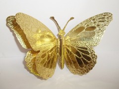 Vintage Home Interior Wall Hanging Gold Tone Metal Butterflies (Set Of 3) shiny