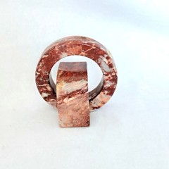 Noymer Brown Burgundy Real Marble Circle Art Sculpture Figurine Pakistan Vintage