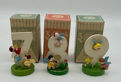 VTG Complete Sevi Wooden Birthday Cake Toppers Handmade In Italy Set of 11