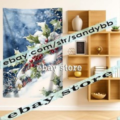 Holly & Snow tapestry traditional winter berry style 39X59 in