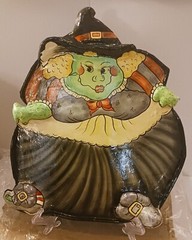 Vintage Halloween Witch Fitz & Floyd HOEDOWN Paper Papier Mache Party Tray 1992