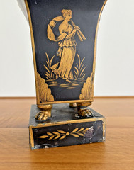 Vintage French Neoclassic Directories Style Toleware / Vase / Flared Cachepot