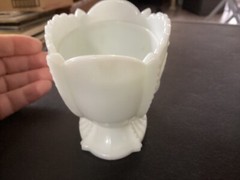Small White Oval Glass Unbranded Dish with Cherry’s and Grapes on it
